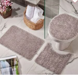 Kit Tapetes para Banheiro 03 Peças 100% Algodão Antiderrapante