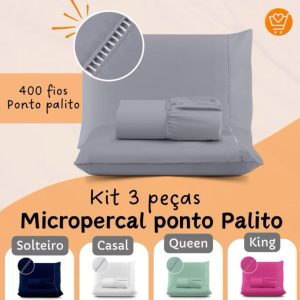JOGO DE LENÇOL MICROPERCAL 400 FIOS - 100% Poliéster